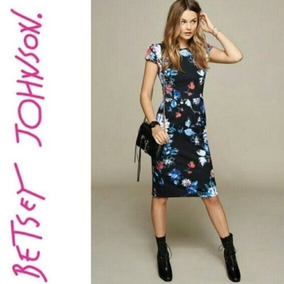 Betsey Johnson Dresses & Skirts - Betsey Johnson 10 black floral scuba sheath dress